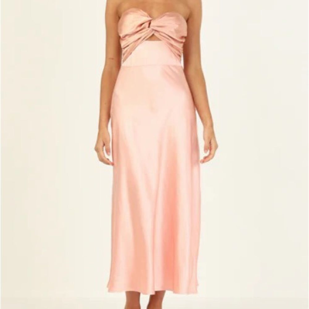Gorgeous Strapless Satin Midi Dress